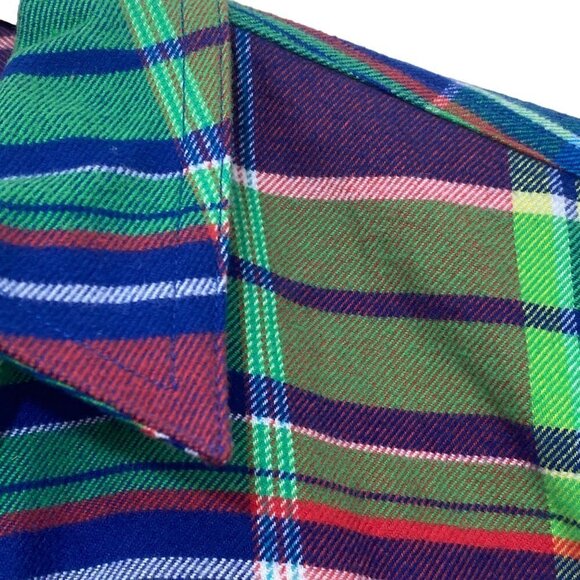 Chaps Zip Front Flannel Shirt Medium Womens Casual Plaid Jacket Top Cotton - Picture 8 of 11